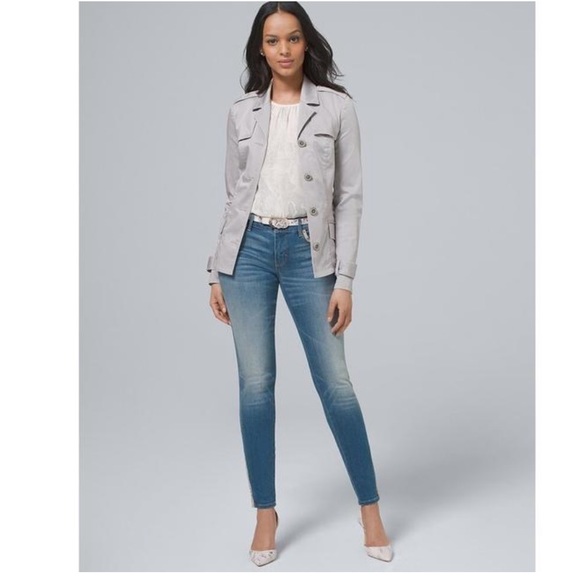 White House WHBM Skinny Ankle Jeans Women 14 Snakesin Trimmed Skinny Ankle Denim - Picture 6 of 13